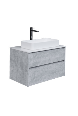 Тумба под раковину в ванной подвесная Grossman ЭДВАНС-80 см, цемент светлый